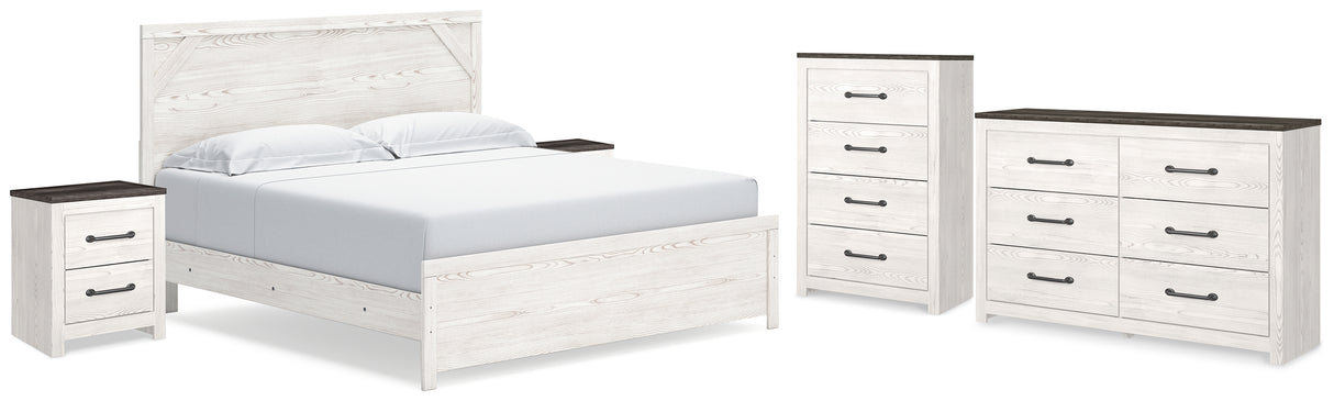 Gerridan White/Gray King Panel Bed, Dresser, Chest and 2 Nightstands from Ashley - Luna Furniture