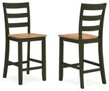 Gesthaven Natural/Green Counter Height Dining Table and 2 Barstools from Ashley - Luna Furniture