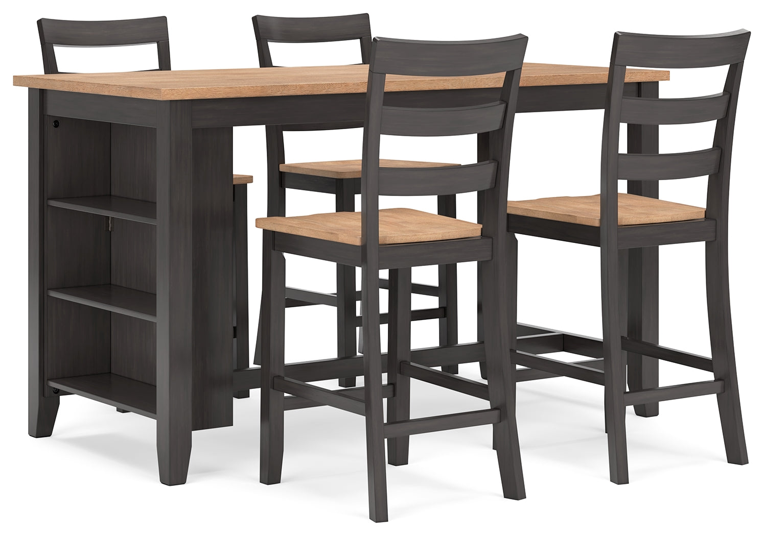 Gesthaven Natural/Brown Counter Height Dining Table and 4 Barstools from Ashley - Luna Furniture