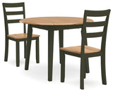 Gesthaven Natural/Green Dining Table and 2 Chairs from Ashley - Luna Furniture