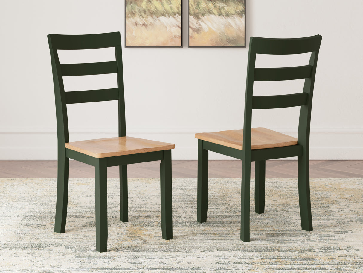 Gesthaven Natural/Green Dining Table and 2 Chairs from Ashley - Luna Furniture