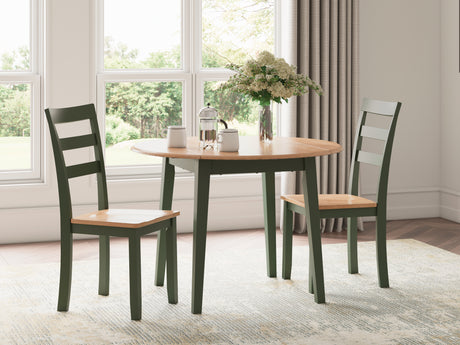 Gesthaven Natural/Green Dining Table and 2 Chairs from Ashley - Luna Furniture
