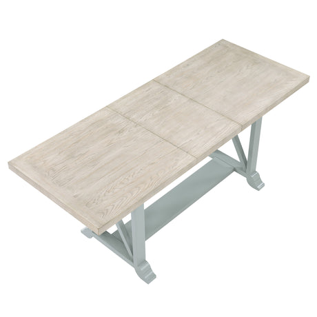Darcy 64-82″Counter Table with 18-inch leaf, Mint Green and Natural Finish from Steve Silver - Luna Furniture