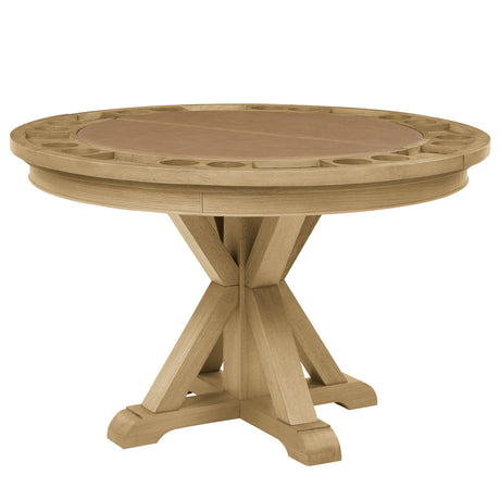 Rylie 48-inch Round Dining Table with Folding Game Top, Natural Finish from Steve Silver - Luna Furniture