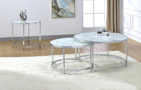 Rayne Nesting Cocktail Table, White from Steve Silver - Luna Furniture