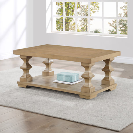 Dory Coffee Table with Casters, Sand from Steve Silver - Luna Furniture
