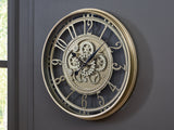 Gilover Champagne Finish Wall Clock from Ashley - Luna Furniture