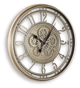 Gilover Champagne Finish Wall Clock from Ashley - Luna Furniture
