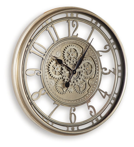 Gilover Champagne Finish Wall Clock from Ashley - Luna Furniture