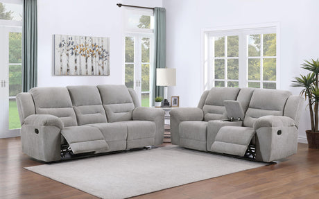Gilson Gray 2-piece Chenille Upholstered Reclining Living Room Set from Coaster - Luna Furniture