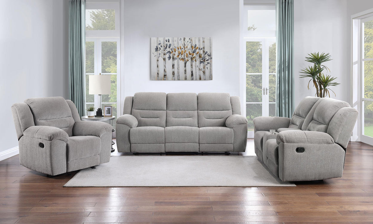 Gilson 3-piece Chenille Upholstered Reclining Sofa Set Grey from Coaster - Luna Furniture