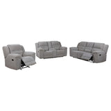 Gilson 3-piece Chenille Upholstered Reclining Sofa Set Grey from Coaster - Luna Furniture