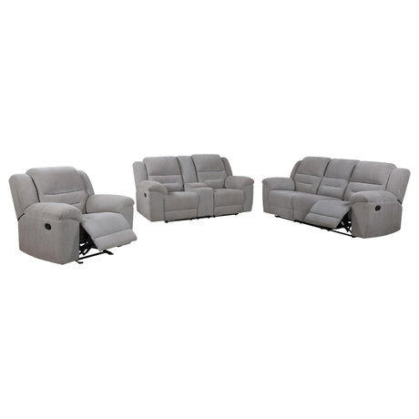 Gilson Gray 3-piece Chenille Upholstered Reclining Living Room Set from Coaster - Luna Furniture