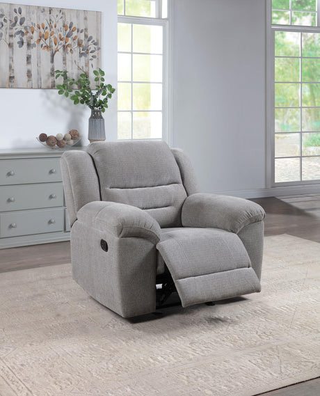 Gilson Gray Chenille Glider Recliner Chair from Coaster - Luna Furniture