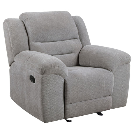 Gilson Gray Chenille Glider Recliner Chair from Coaster - Luna Furniture