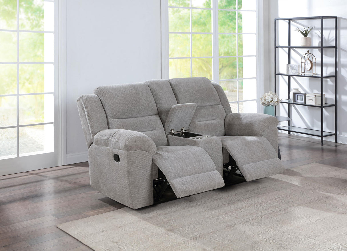 Gilson Gray Chenille Reclining Loveseat from Coaster - Luna Furniture