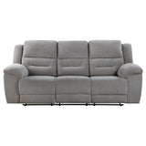 Gilson Gray Chenille Upholstered Reclining Sofa from Coaster - Luna Furniture
