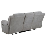 Gilson Gray Chenille Upholstered Reclining Sofa from Coaster - Luna Furniture