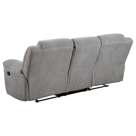 Gilson Gray Chenille Upholstered Reclining Sofa from Coaster - Luna Furniture