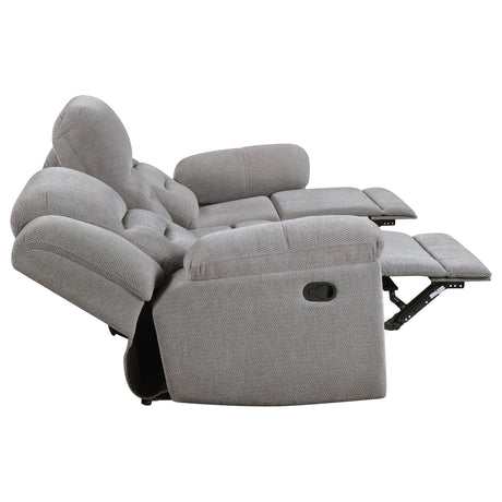 Gilson Gray Chenille Upholstered Reclining Sofa from Coaster - Luna Furniture