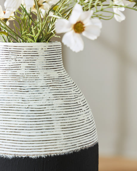Girtha Antique White/Black Vase from Ashley Furniture - Luna Furniture