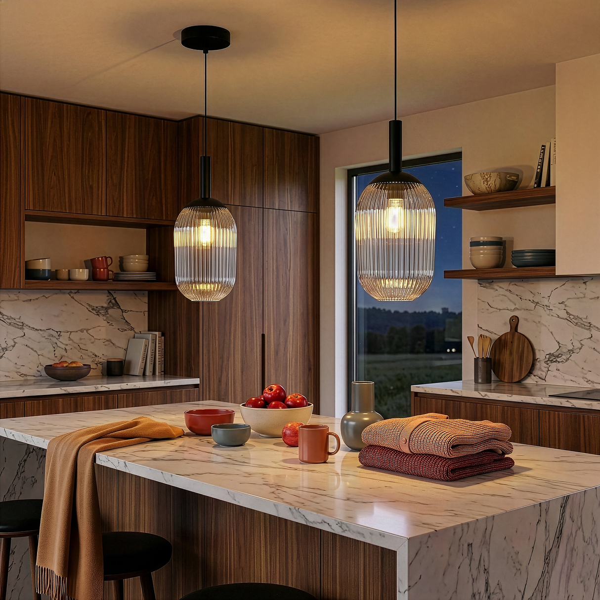 Giza Pendant Lamp - Black and Clear from Ashcroft Furniture - Luna Furniture