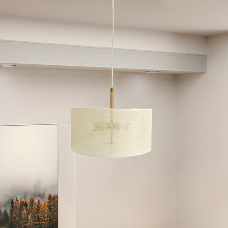Glacier Pendant Lamp - Oak + Natural + Gold from Ashcroft Furniture - Luna Furniture
