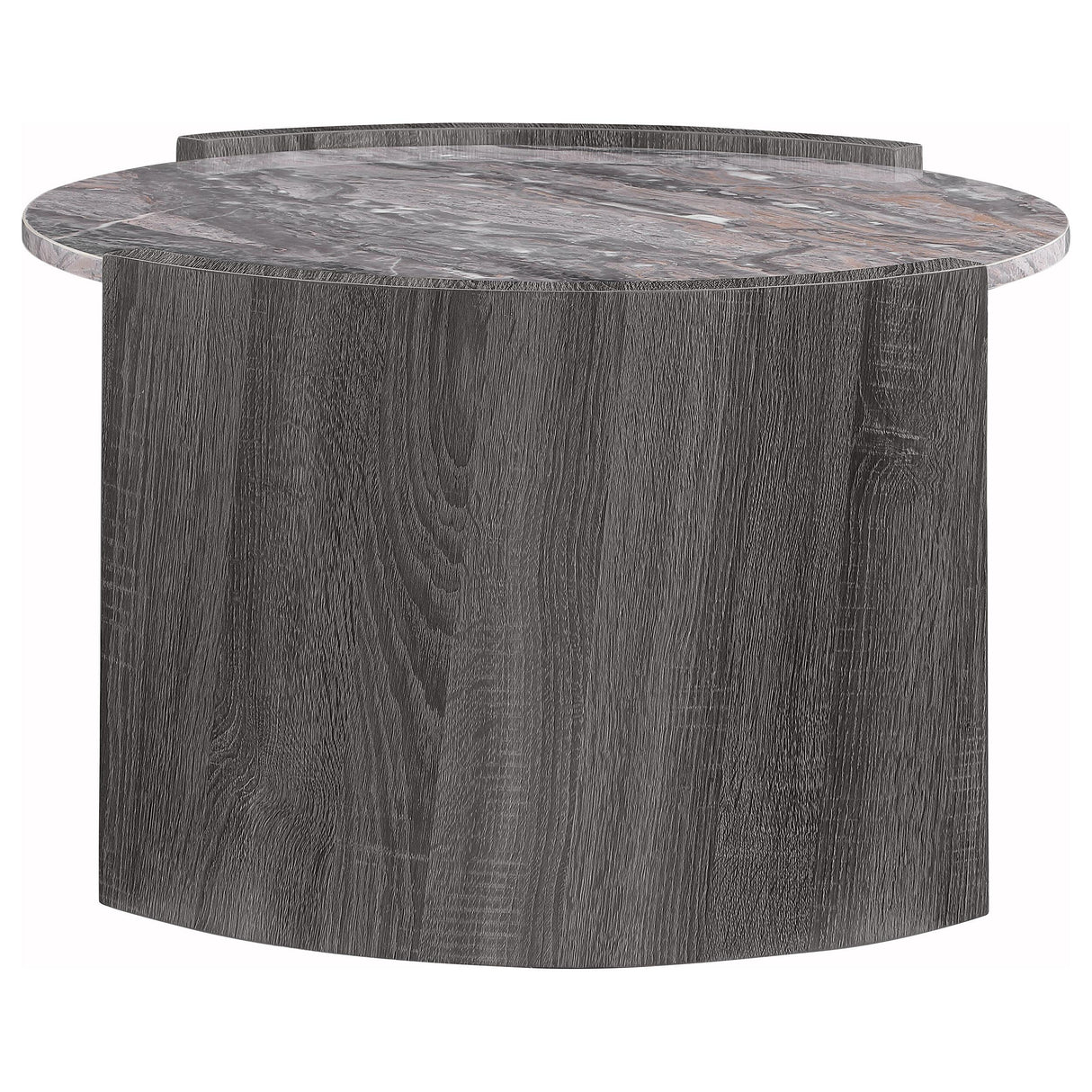 Gladstone Distressed Gray Round Faux Marble Top Coffee Table from Coaster - Luna Furniture