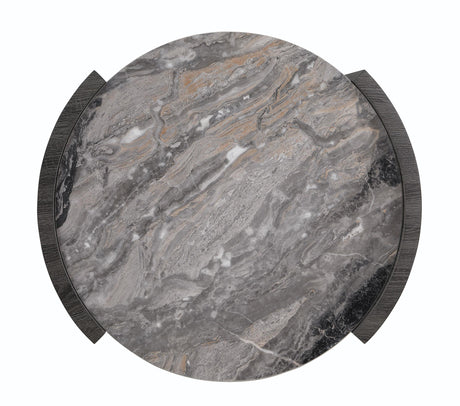 Gladstone Distressed Gray Round Faux Marble Top End Table from Coaster - Luna Furniture