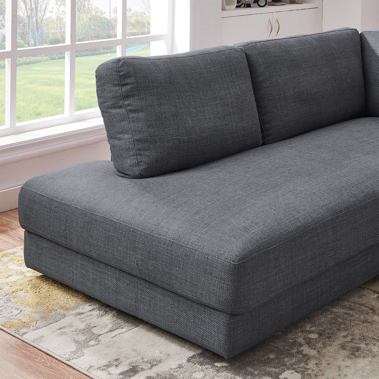 Glander Grey Linen LAF Sectional from Ashcroft Furniture - Luna Furniture