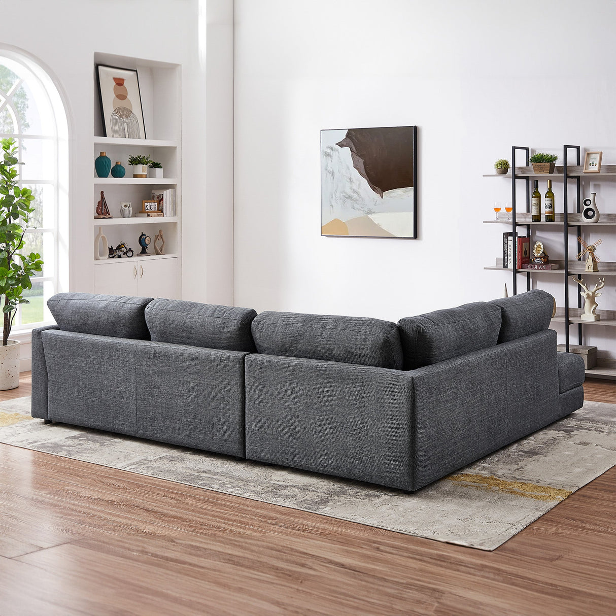 Glander Grey Linen LAF Sectional from Ashcroft Furniture - Luna Furniture