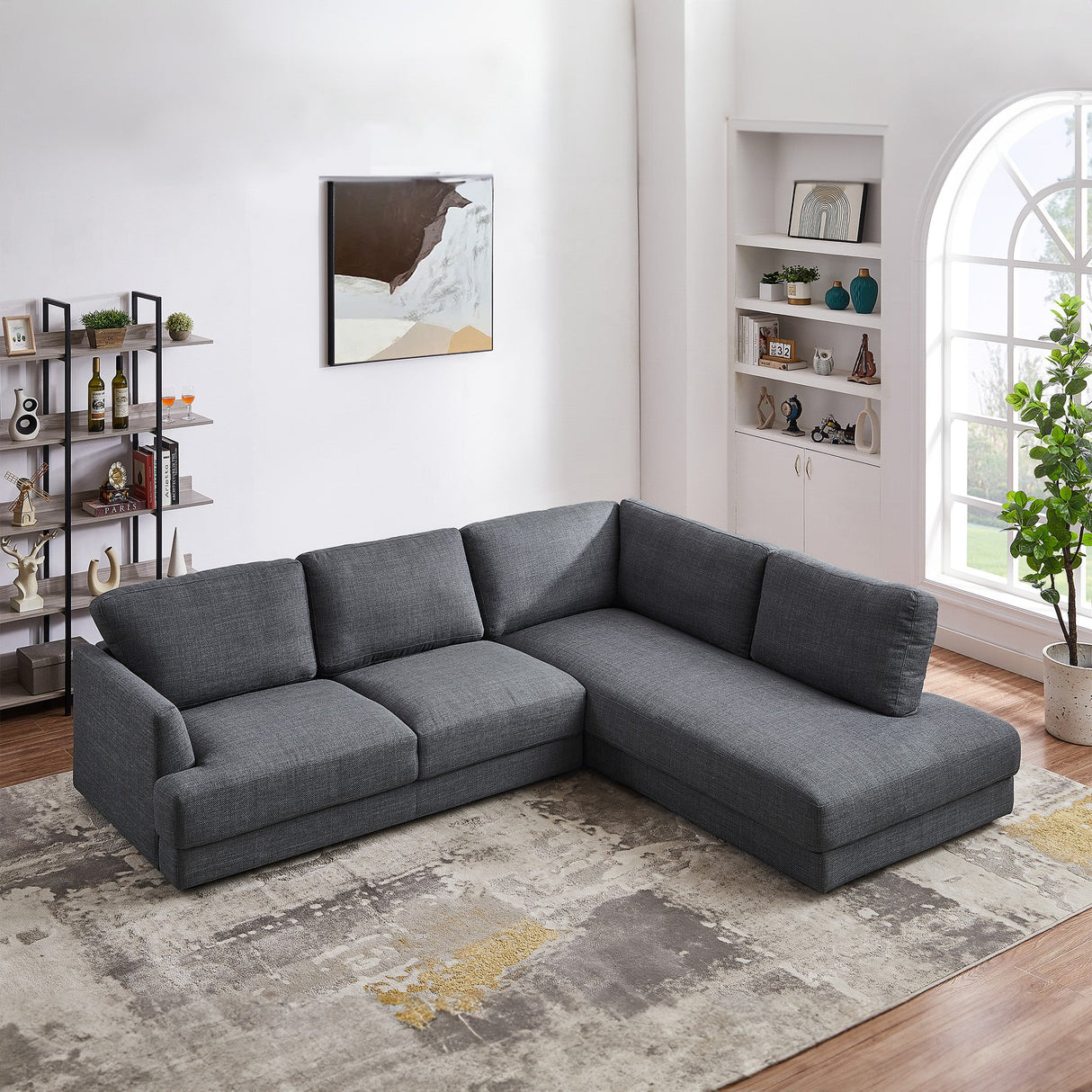 Glander Grey Linen RAF Sectional from Ashcroft Furniture - Luna Furniture