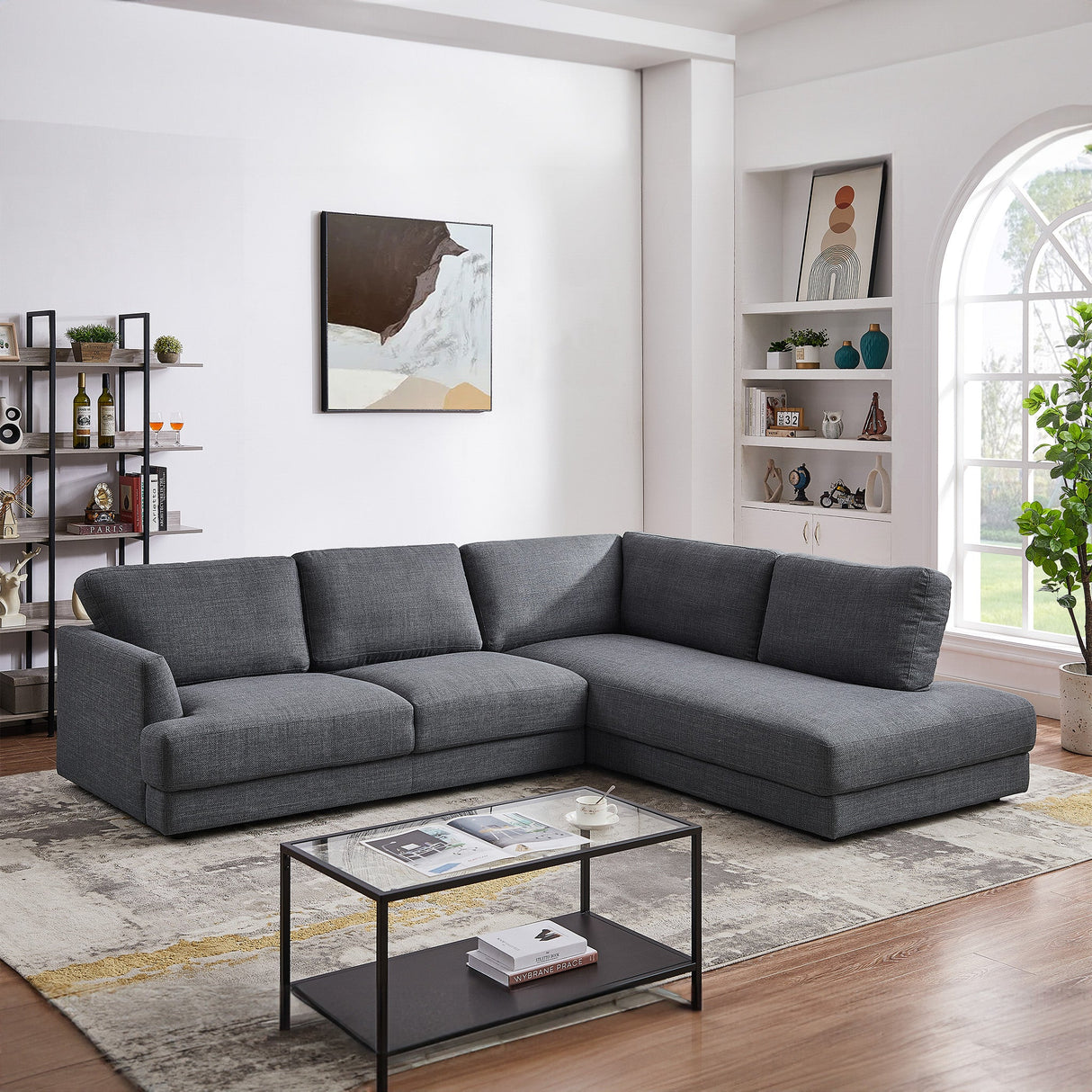 Glander Grey Linen RAF Sectional from Ashcroft Furniture - Luna Furniture