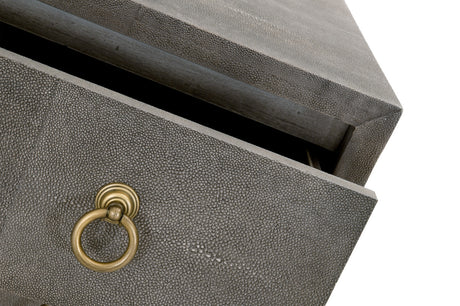 Strand Shagreen 3-Drawer Nightstand in Gray Shagreen, Brushed Gold from Essentials For Living - Luna Furniture