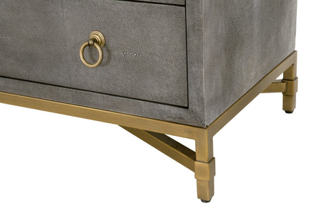 Strand Shagreen 3-Drawer Nightstand in Gray Shagreen, Brushed Gold from Essentials For Living - Luna Furniture