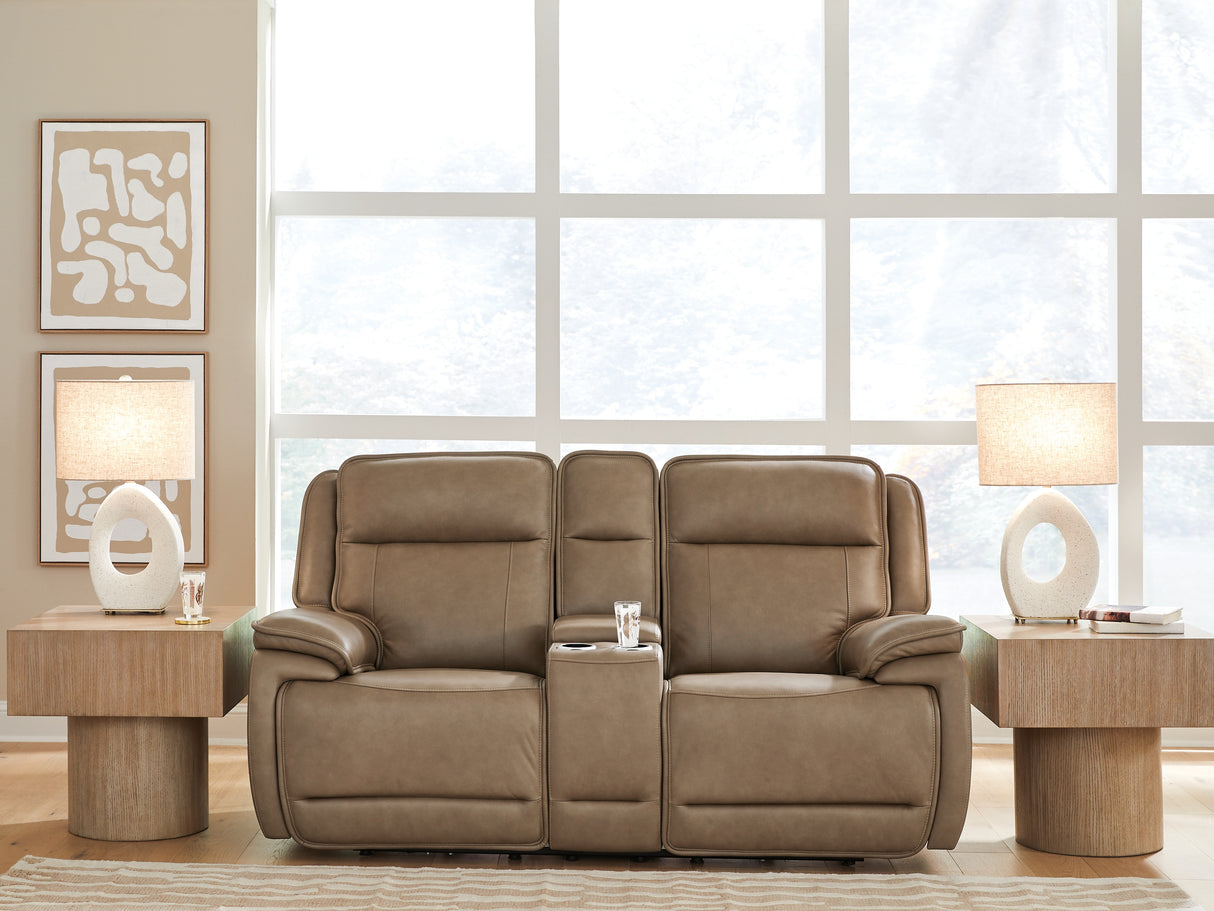 Glencroft Sahara Power Reclining Loveseat with Console from Ashley Furniture - Luna Furniture
