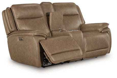 Glencroft Sahara Power Reclining Loveseat with Console from Ashley - Luna Furniture