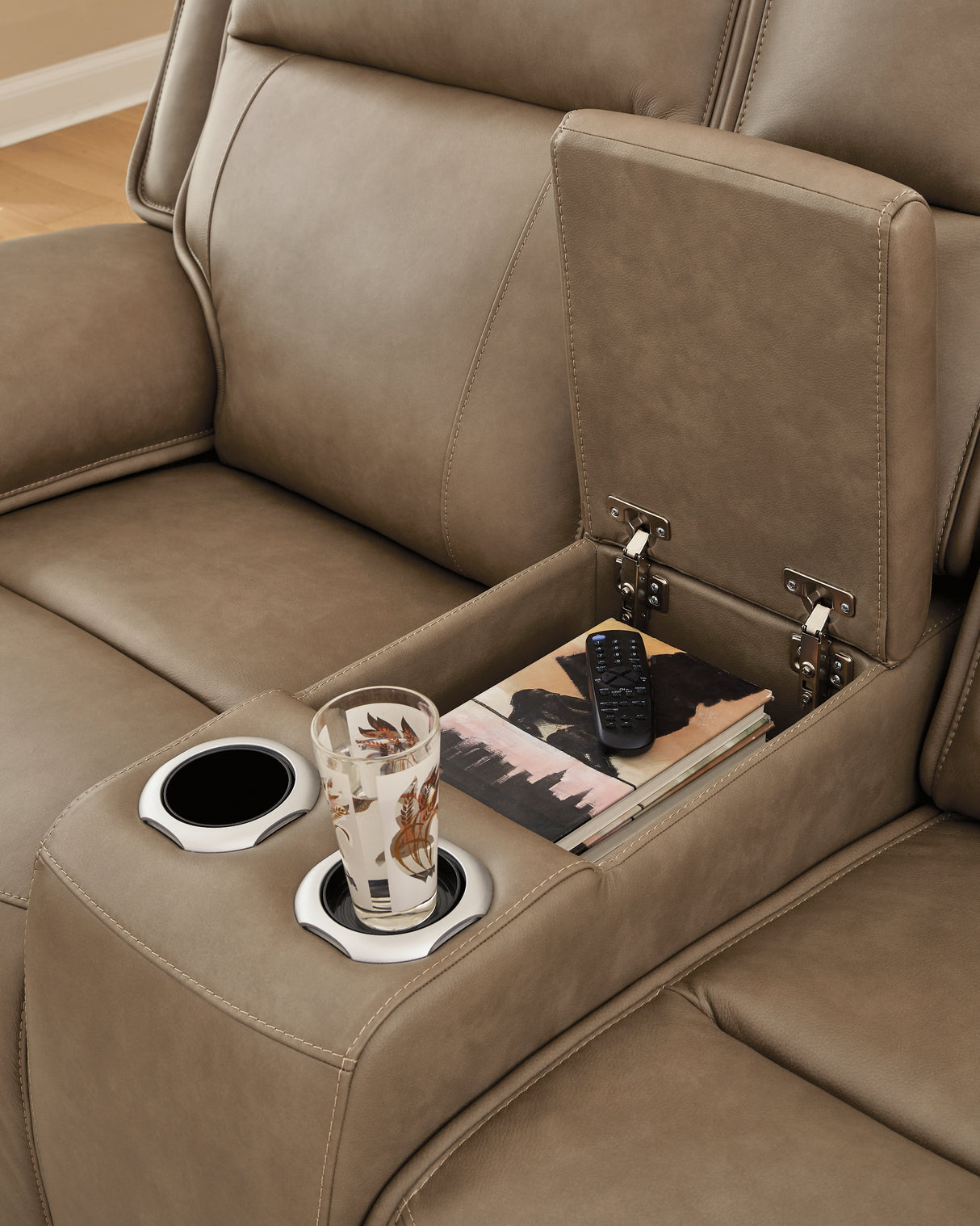 Glencroft Sahara Power Reclining Loveseat with Console from Ashley Furniture - Luna Furniture