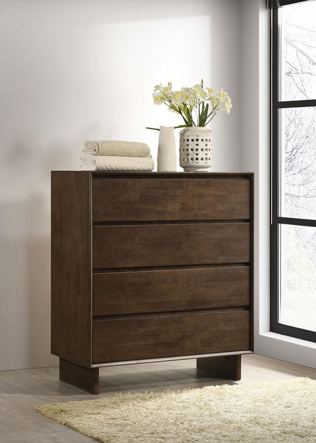 Glenwood Warm Brown 4-Drawer Chest from Coaster - Luna Furniture