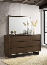 Glenwood Warm Brown 6-Drawer Dresser and Mirror from Coaster - Luna Furniture