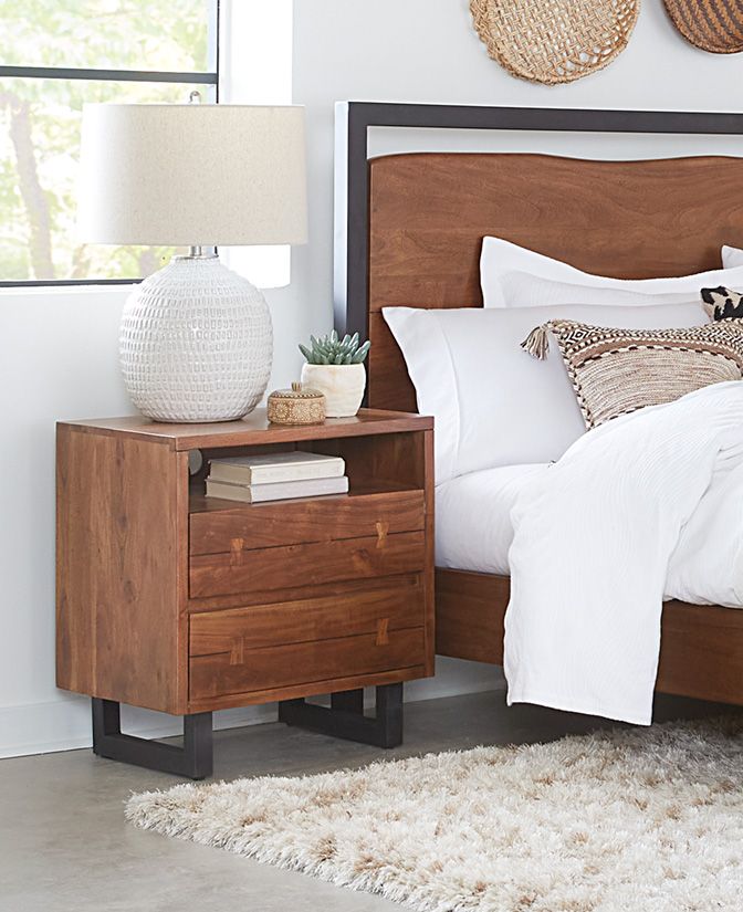 Aspen 24" Two Drawer Nightstand in Walnut from Home Trends & Design - Luna Furniture