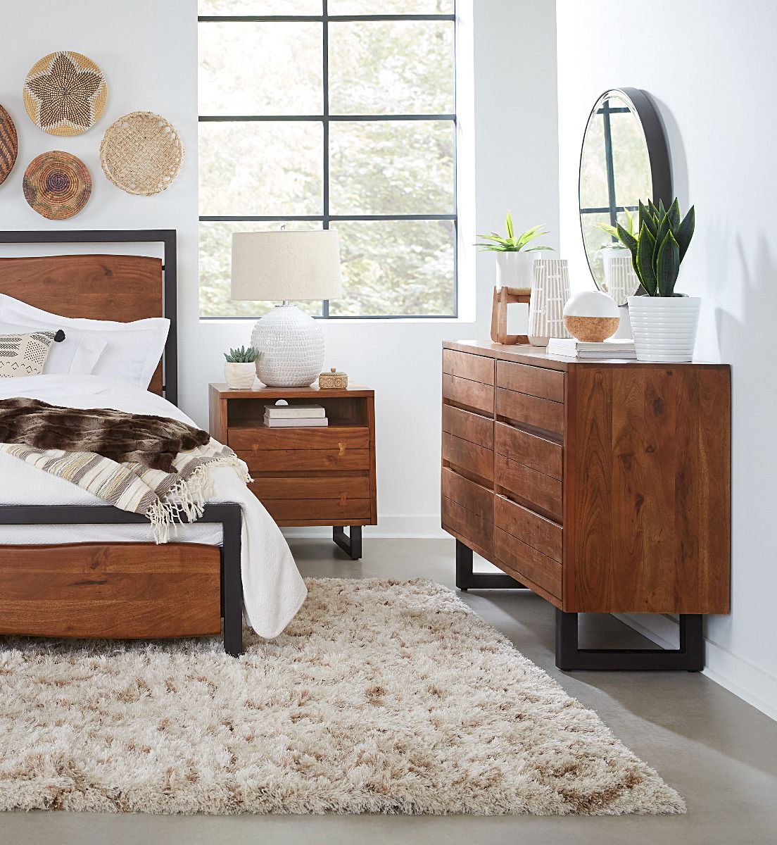 Aspen 24" Two Drawer Nightstand in Walnut from Home Trends & Design - Luna Furniture