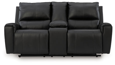 Glossmore Black Reclining Loveseat with Console from Ashley - Luna Furniture