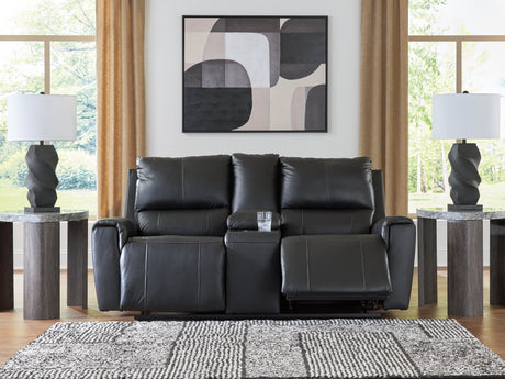 Glossmore Black Reclining Loveseat with Console from Ashley - Luna Furniture