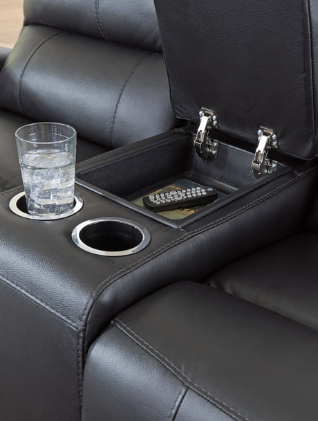 Glossmore Black Reclining Loveseat with Console from Ashley - Luna Furniture