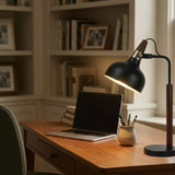 GlowLite Black Table Lamp with Cone Shade from Ashcroft Furniture - Luna Furniture