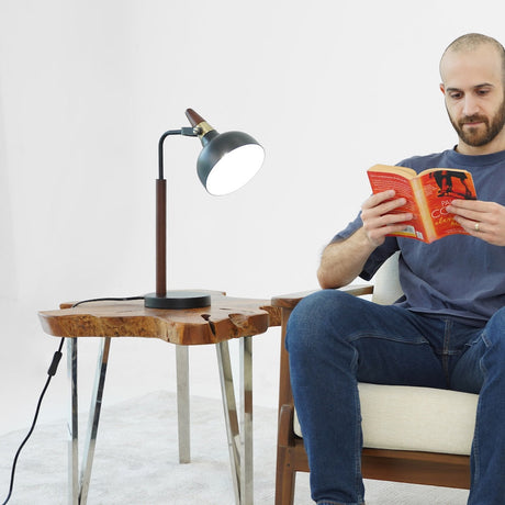 GlowLite Black Table Lamp with Cone Shade from Ashcroft Furniture - Luna Furniture