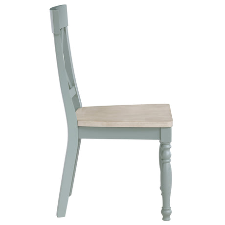 Darcy Solid Wood Side Chair, Mint Green and Natural Finish, Set of 2 from Steve Silver - Luna Furniture