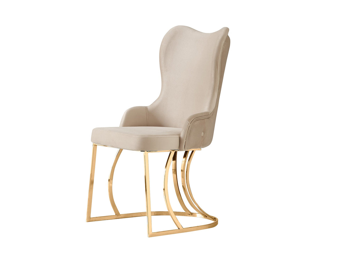 Prag Dining Chair in Cream, Gold C Leg from Furnia - Luna Furniture