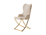 Prag Dining Chair in Cream, Gold X Leg from Furnia - Luna Furniture